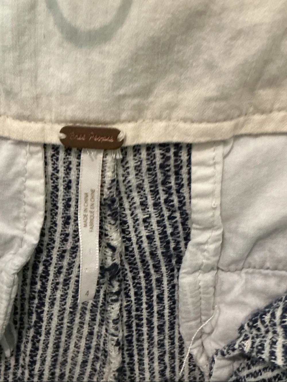 Free People Light at Sunrise Navy and White Striped High-Waist Drawstring Shorts